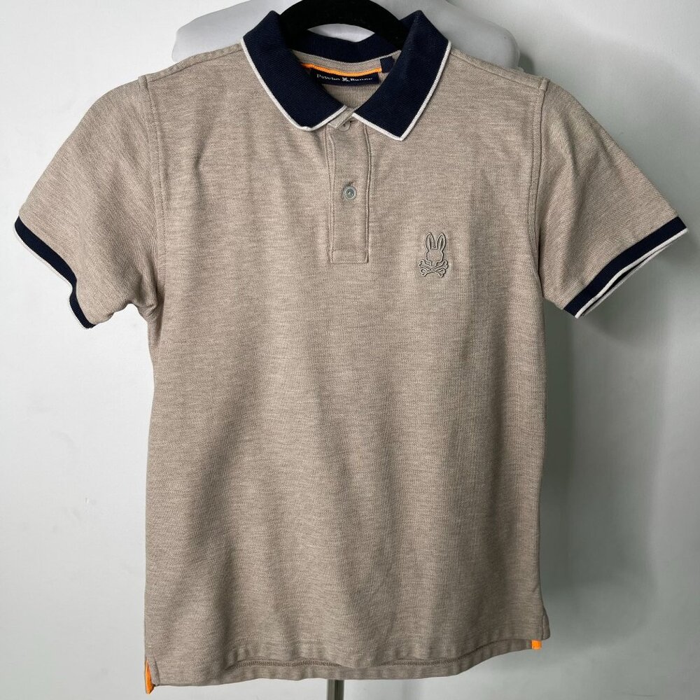Psycho Bunny Kid's Brown Black Short Sleeve Polo Cotton Shirt Large (14/16)